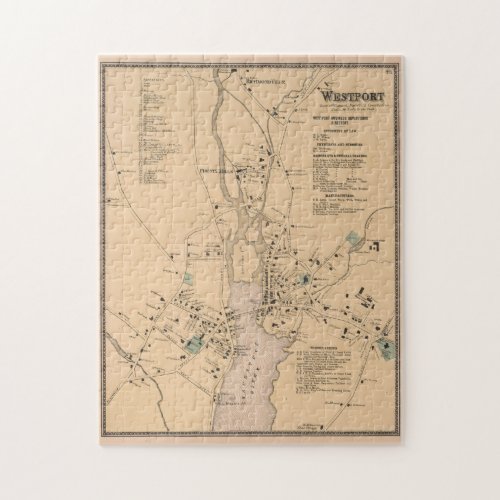 Vintage Map of Westport CT 1867 Jigsaw Puzzle