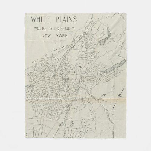 Vintage Map of White Plains NY 1921 Fleece Blanket