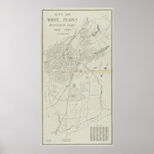 Vintage Map of White Plains NY 1921 Poster