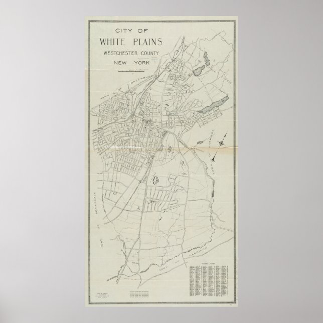 Vintage Map of White Plains NY (1921) Poster (Front)