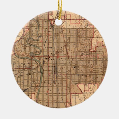 Vintage Map of Wichita Kansas 1943 Ceramic Ornament