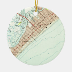 Vintage Map of Wildwood NJ (1955) Ceramic Ornament