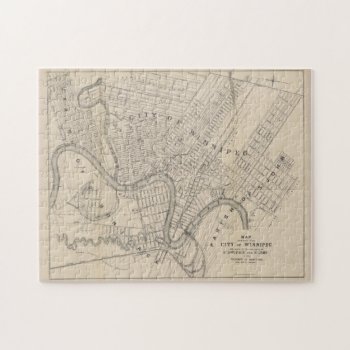 Vintage Map Of Winnipeg Canada (1882) Jigsaw Puzzle by Alleycatshirts at Zazzle