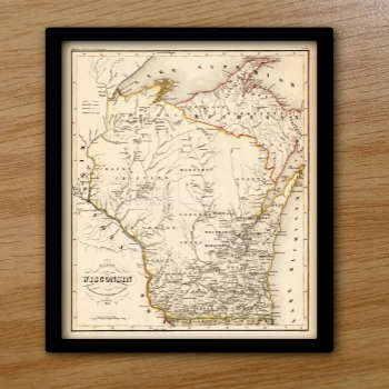 Vintage Map Of Wisconsin 1852 Poster by whereabouts at Zazzle