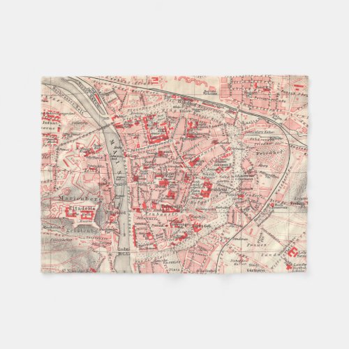 Vintage Map of Wurzburg Germany 1905 Fleece Blanket