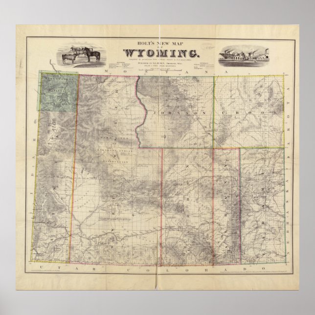 Vintage Map of Wyoming (1883) Poster (Front)