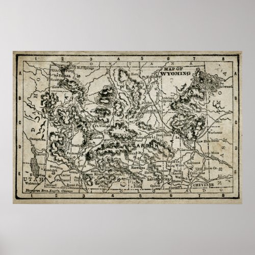 Vintage Map of Wyoming Poster