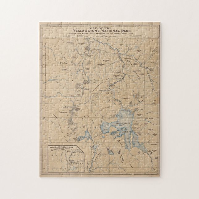 Vintage Map of Yellowstone National Park (1889) Jigsaw Puzzle (Vertical)