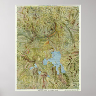 Vintage Map of Yellowstone National Park (1898) Poster