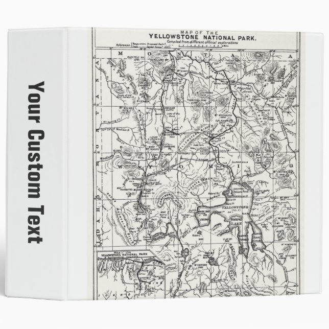 Vintage Map of Yellowstone National Park Binder (Front/Spine)