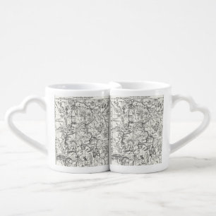 Vintage Map of Yellowstone National Park Coffee Mug Set