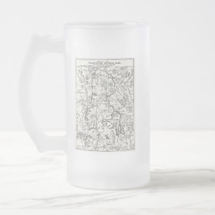 Vintage Map of Yellowstone National Park Frosted Glass Beer Mug