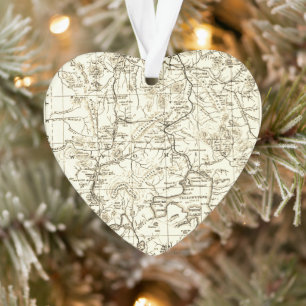 Vintage Map of Yellowstone National Park Sepia Ornament