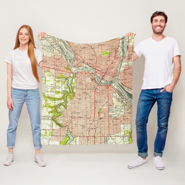 Vintage Map of Youngstown Ohio (1951) Fleece Blanket (In Situ)