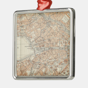 Vintage Map of Zurich Switzerland (1913) Metal Ornament