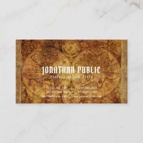 Vintage Map Old Look Professional Extra Thick Luxe Business Card