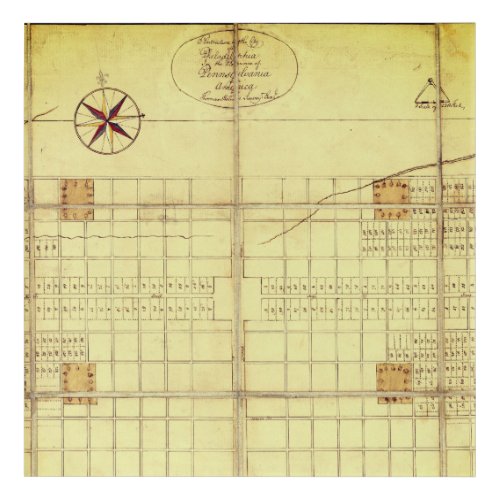 Vintage Map original layout _ Philadelphia 1682 Acrylic Print