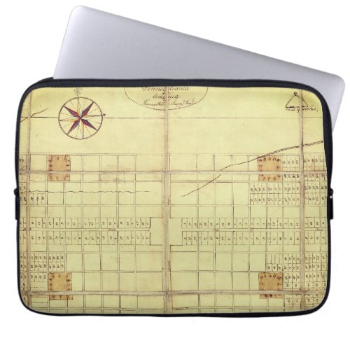 Vintage Map original layout _ Philadelphia 1682 Laptop Sleeve