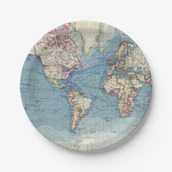 Vintage Map Paper Plates by The_Baby_Boutique at Zazzle