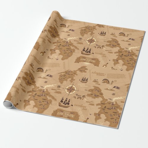Vintage Map Pattern Wrapping Paper