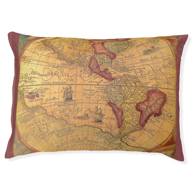 Vintage Map Pet Bed (Front)