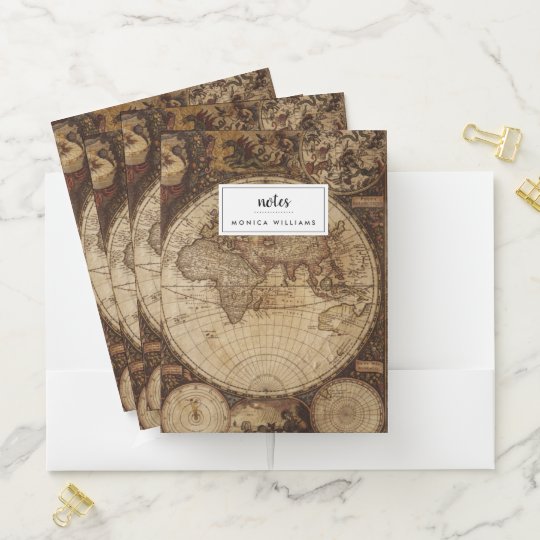 Vintage Map Pocket Folder