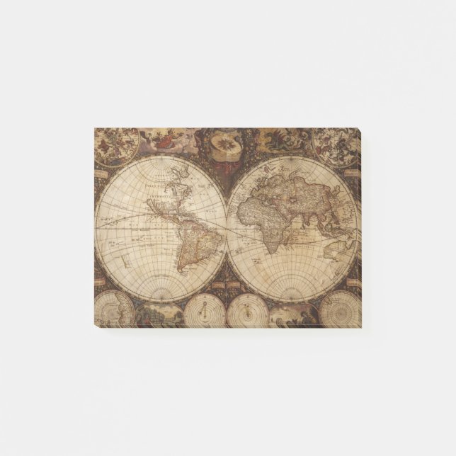 Vintage Map Post-it Notes (Front)