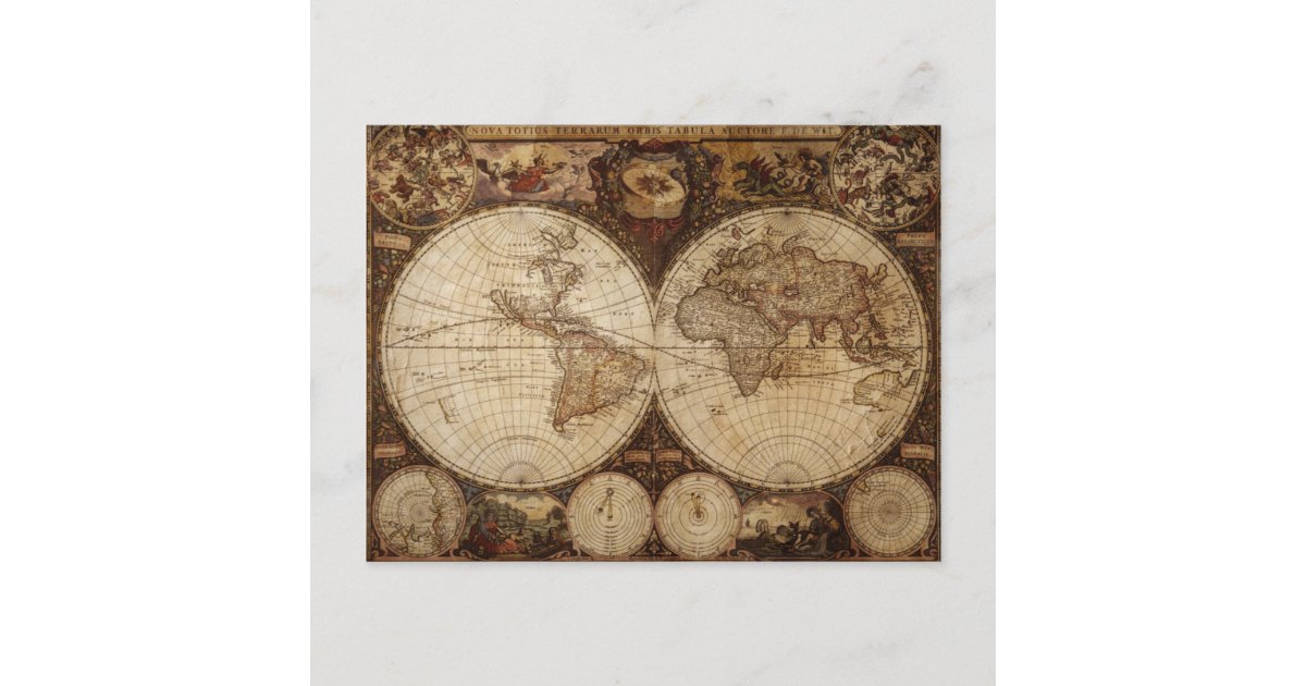 Map Postcard Background Vintage Map Postcard | Zazzle