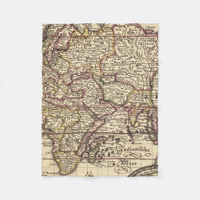 Vintage Map Print Fleece Blanket (Front)