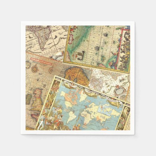 Vintage Map Print Napkins