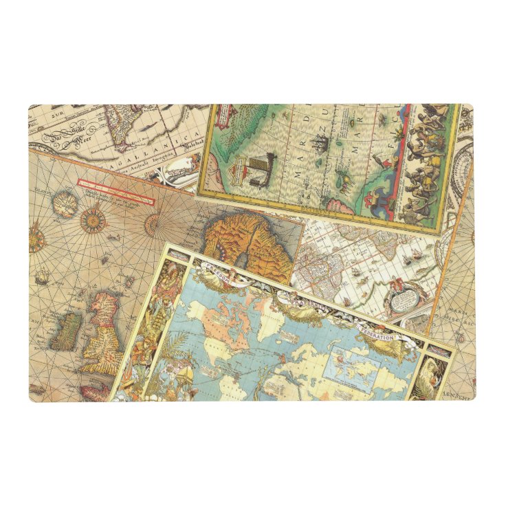 Vintage Map Print Placemat Zazzle