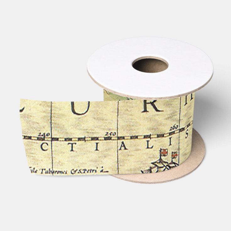 Vintage Map Print Satin Ribbon | Zazzle
