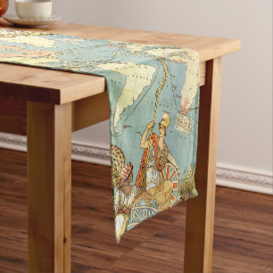 Vintage Map Print Short Table Runner