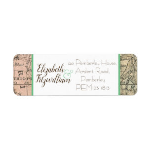 Vintage Map Return Address Label