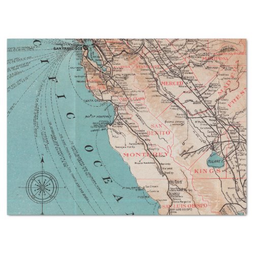 Vintage Map Series Design  6 Tissue Paper