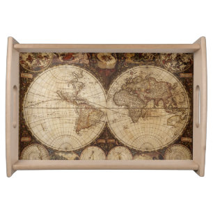 Vintage Map Serving Tray