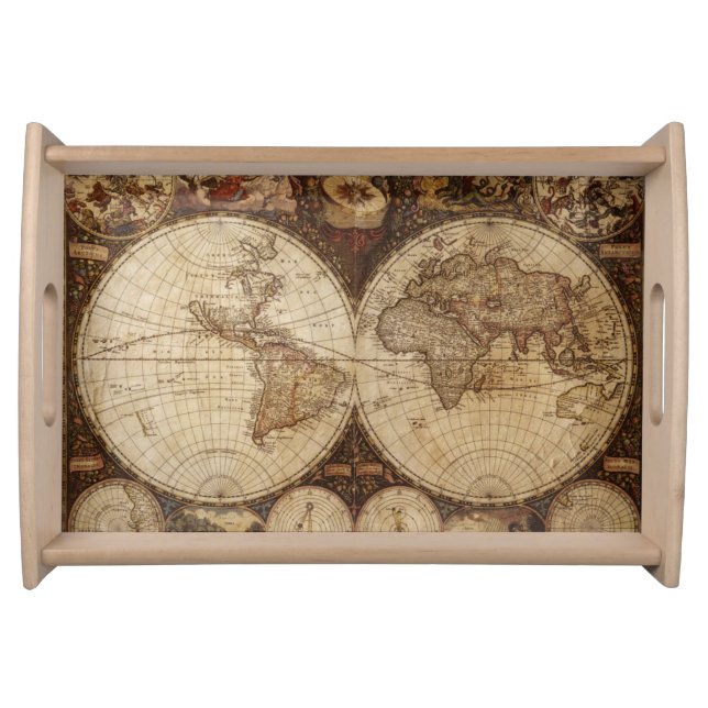 Vintage Map Serving Tray (Front)