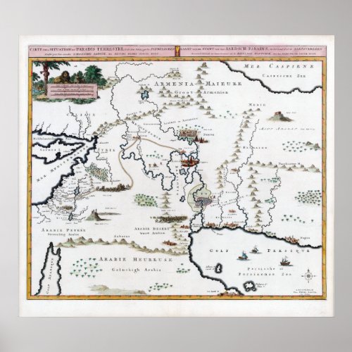 Vintage Map Situation of the Terrestrial Paradise Poster