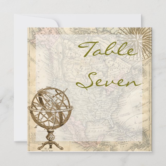 Vintage Map Table Number (Front)