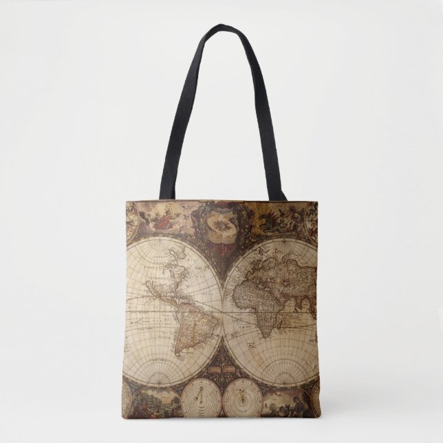 Vintage Map Tote Bag (Front)