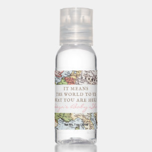Vintage Map Travel Baby Shower Favor Hand Sanitizer