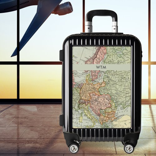 Vintage Map Travel Lover Personalized Text  Luggage
