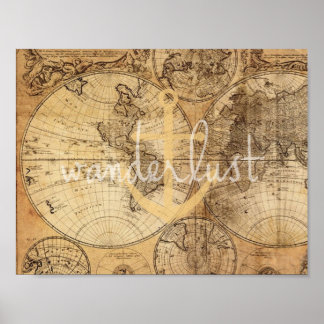 Vintage Map Wanderlust Anchor Print