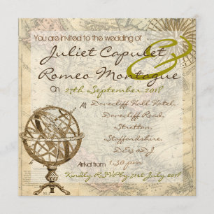 Vintage Map Wedding Invitation