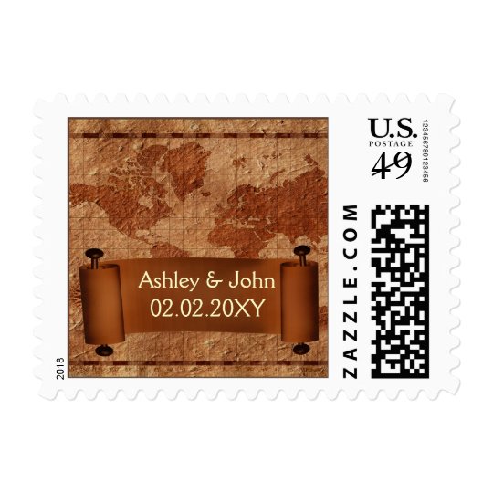 vintage map wedding stamps