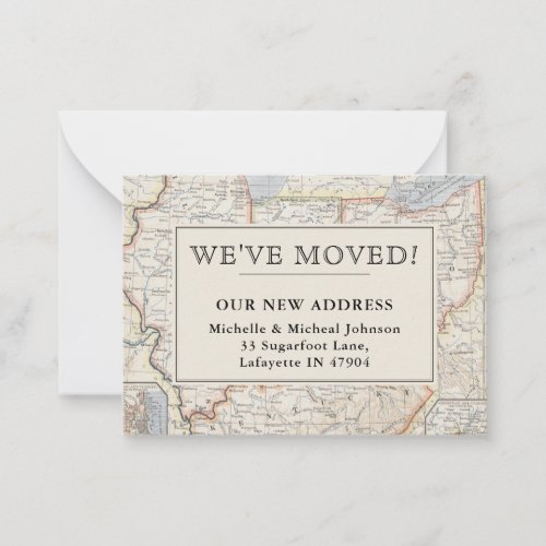 Vintage Map Weve Moved Central Eastern Moving Note Card