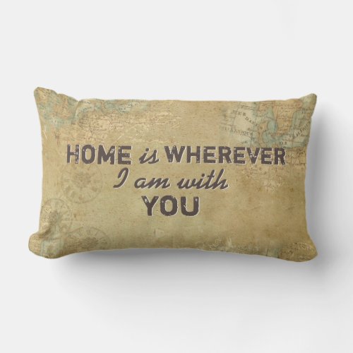Vintage Map with Quote Lumbar Pillow