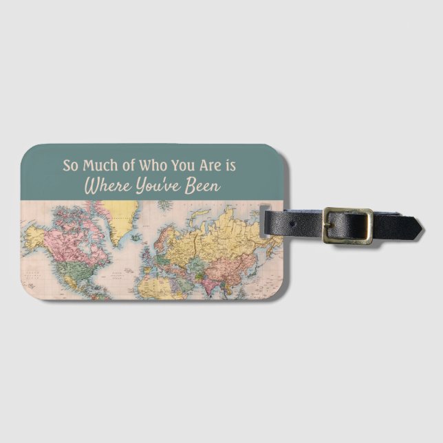 Vintage Map World Atlas  Luggage Tag (Front Horizontal)