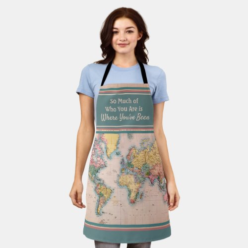 Vintage Map World Atlas Travel Lovers  Apron