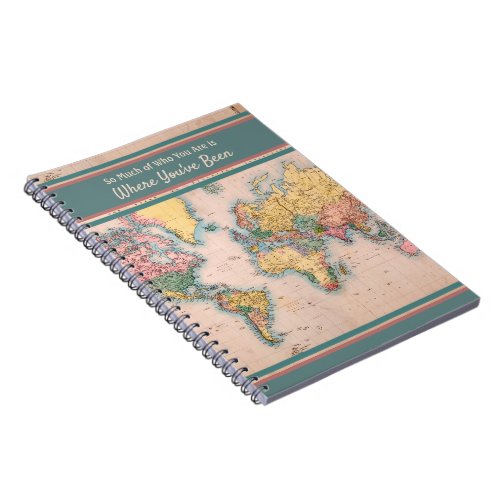 Vintage Map World Atlas Travel Lovers  Notebook